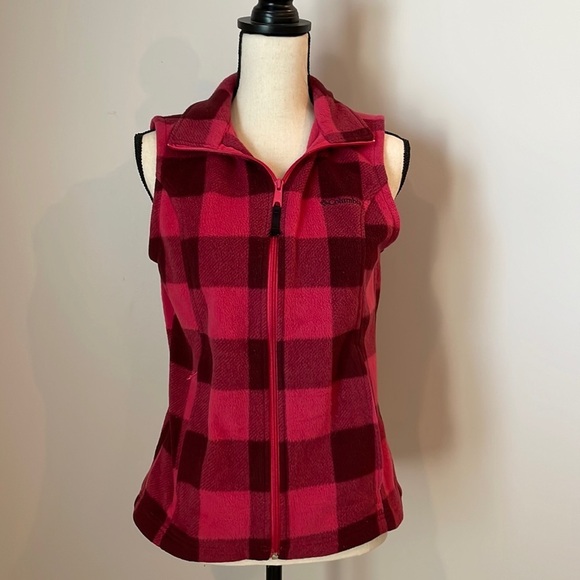 Columbia Fleece Vest SZ M Pink Flannel Full Zip Soft and Warm Women - Picture 2 of 14